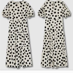 Who What Wear brushed polka dot linen dress